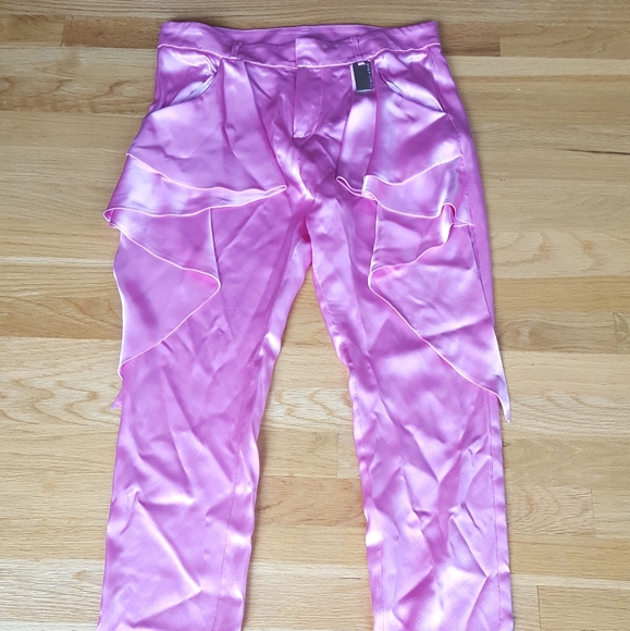 Thomas Wylde $995 Silk Pink Trouser Pants Size M - Picture 7 of 10